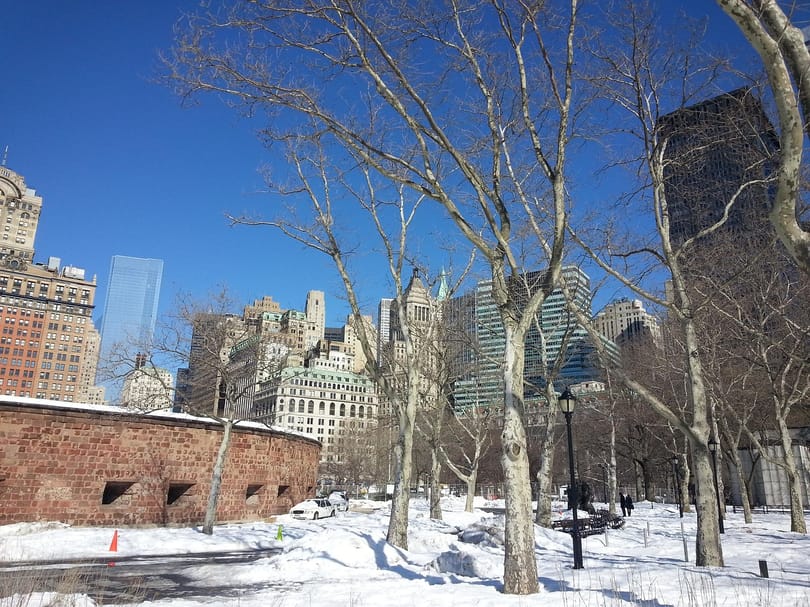 Battery Park in Lower Manhattan on a winter day