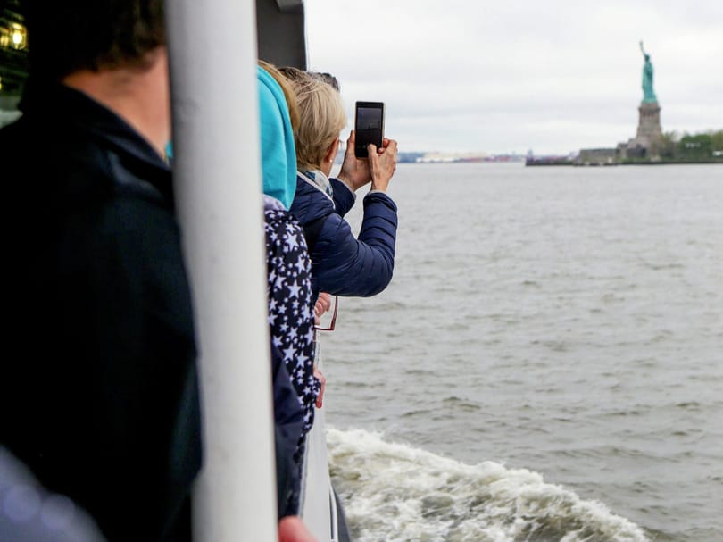 On the boat to the statue of liberty