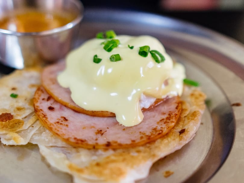 Eggs benedict at restaurant