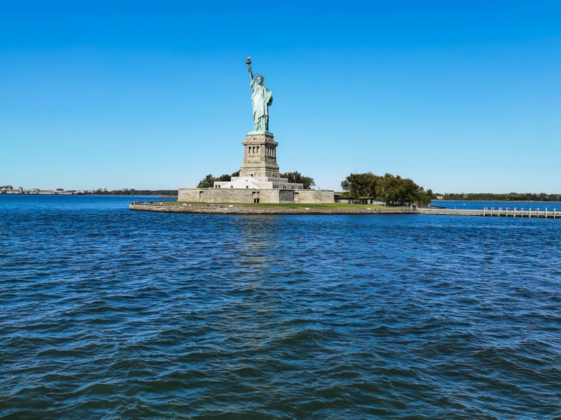 The Statue of Liberty monument in New York Harbor