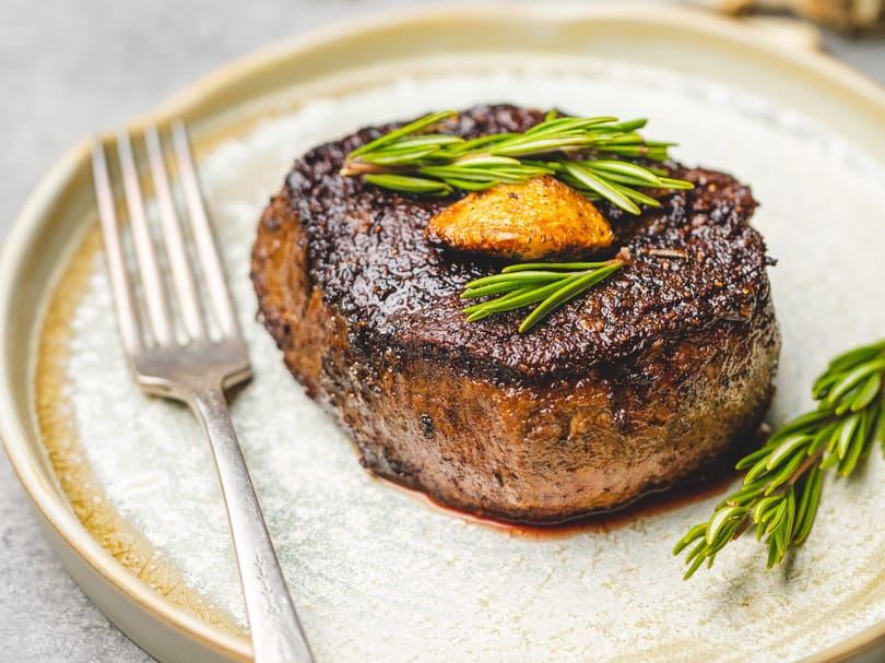 Steak at a restaurant