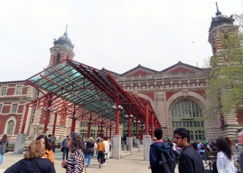 Visitors entering the Ellis Island National Museum of Immigration