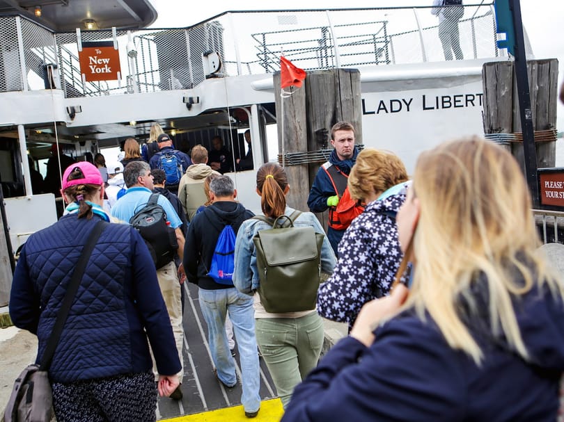 Boarding the Statue Cruises Ferry