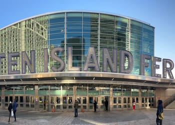 Panoramic shot of Whitehall Terminal in NYC