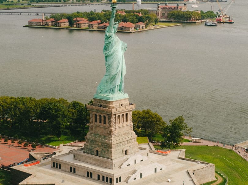 Statue of Liberty from helicopter