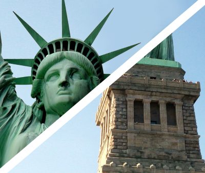 Statue of Liberty crown versus pedestal