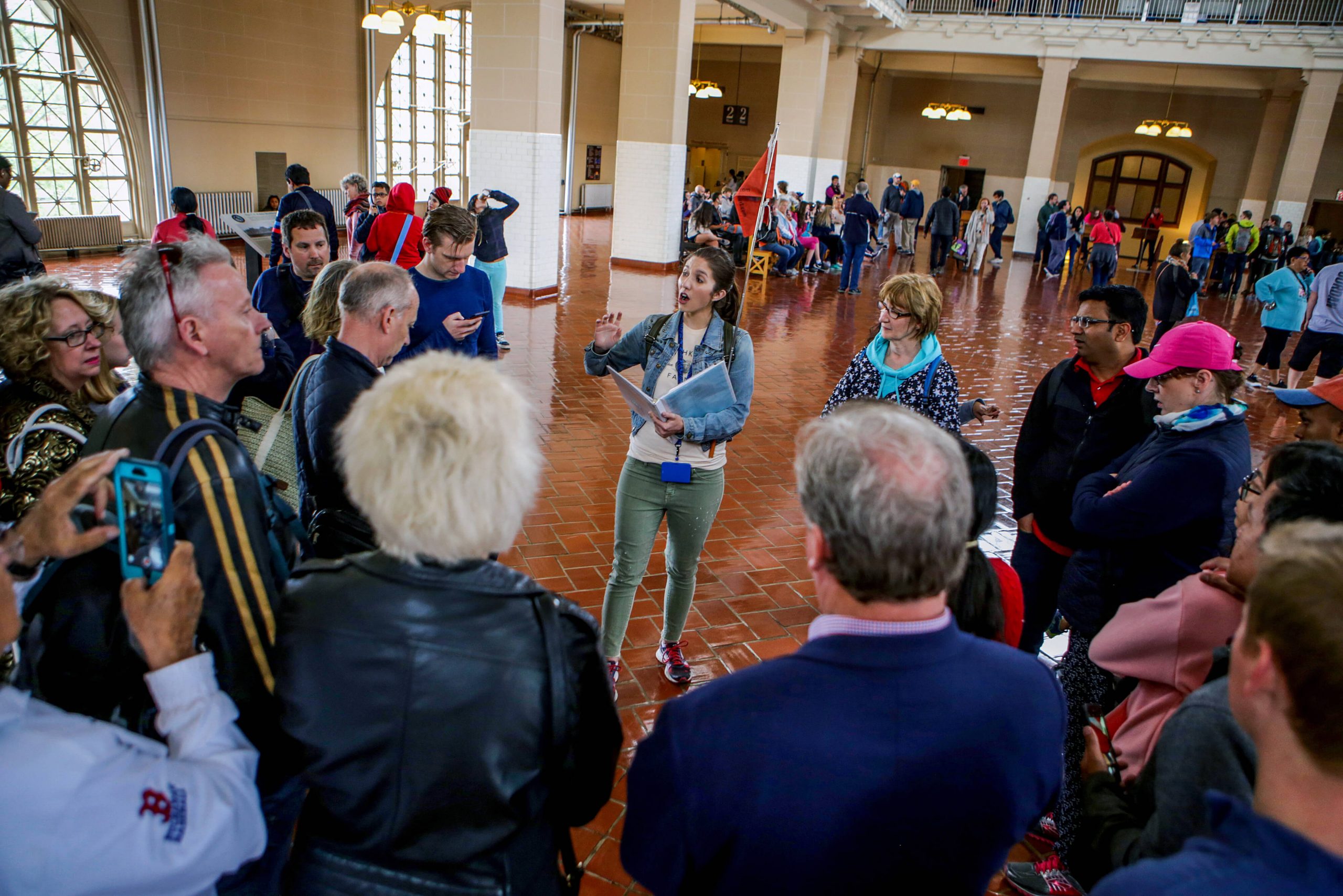 tour group at ellis island