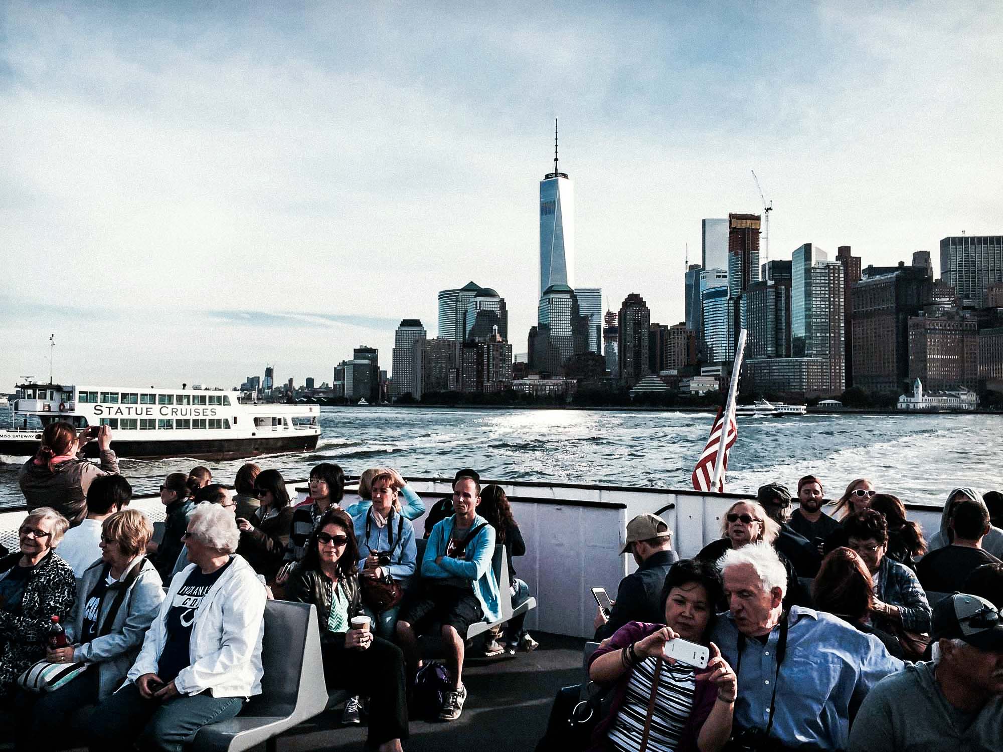 Ferry boat visiting the statue of liberty