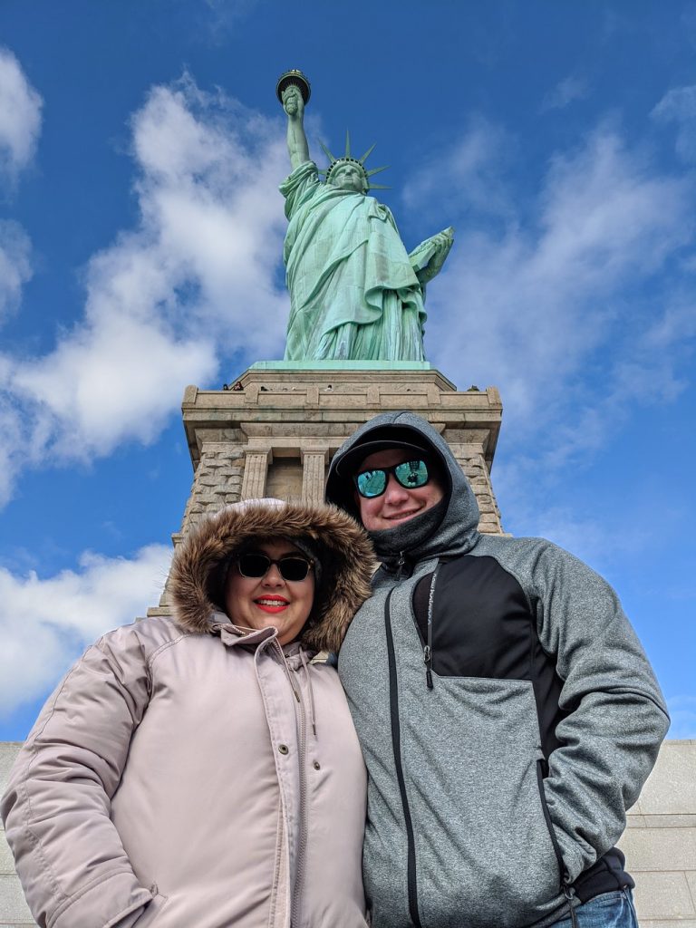 Group visiting the Statue of Liberty