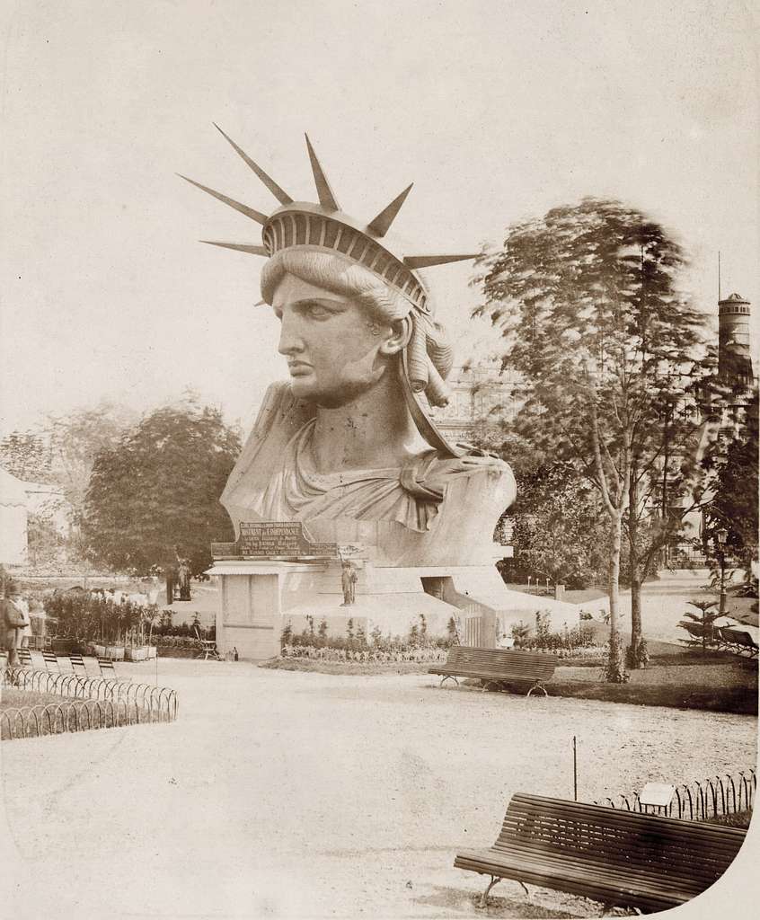 Head of the Statue of Liberty on display in Paris