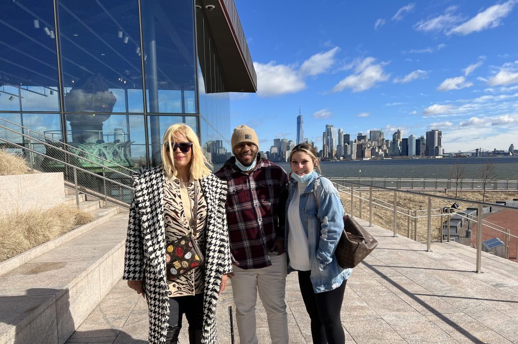 group photo on liberty island