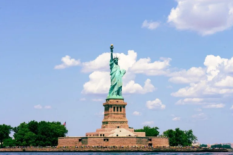 Statue of Liberty with clouds behind