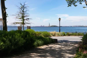 Battery Park with the Statue of Liberty in view