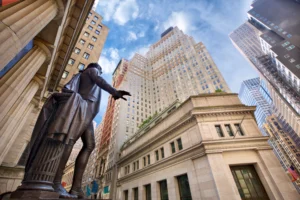 View of skyscrapers in Wall Street during Lower Manhattan Tour in NYC