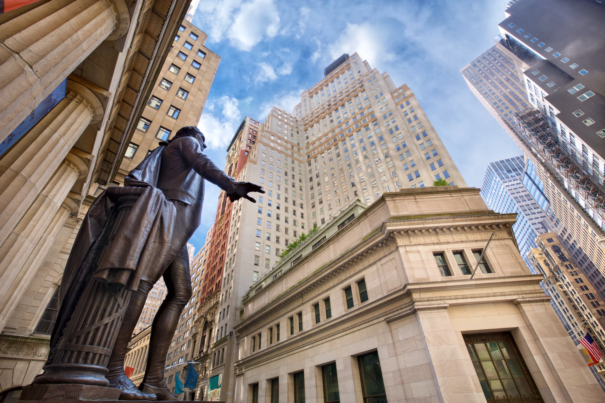 View of skyscrapers in Wall Street during Lower Manhattan Tour in NYC