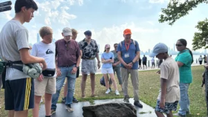 Guests and guide during Statue of Liberty and Ellis Island tour